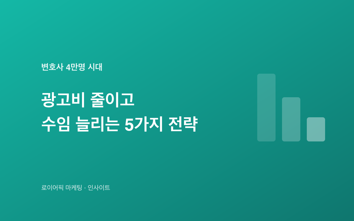 변호사 4만명 시대의 광고비 절감과 수임 전략을 보여주는 일러스트